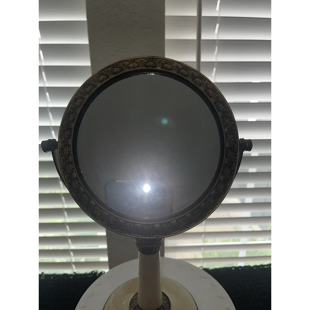 Vintage-Inspired Regency Victorian Standing Vanity Mirror Bronze Enamel
